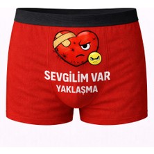 Onudabunuda Baskılı Erkek Boxer Sevgililer Günü Temalı Sevgilim Var Desenli Komik Mizahi Esprili Pamuklu Likralı