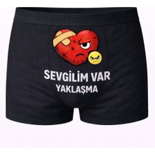 Onudabunuda Baskılı Erkek Boxer Sevgililer Günü Temalı Sevgilim Var Desenli Komik Mizahi Esprili Pamuklu Likralı