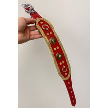 Feyza Design Kırmızı Hakiki Deri Köpek Tasması 60 Cm, Dayanıklı ve Şık Tasarım