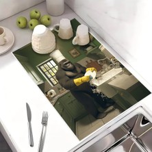 Harikabirev Bulaşık Kurutma Matı Kurutma Örtüsü Tezgah Üstü Bulaşıklık 40X50CM Yıkanabilir | Goril Desenli