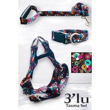 Feyza Design Köpek Tasma Seti 3'lü, Göğüs ve Boyun Tasmaları, Gezdirme Kayışıyla