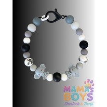 Feyza Design Sevimli Gri Filli Silikon Köpek Tasması ve Boncuklu Kolyeli Takım