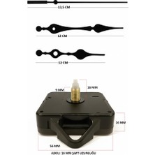 Hobialem Sessiz Akar Duvar Saati Mekanizması – 16 mm Şaft Askılı– Akrep Yelkovan Saniye Seti