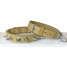 Feyza Design Çivili Köpek Tasması, Çift Kalınlık, 75 x 3,5 cm Bej