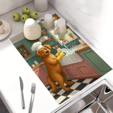 Harikabirev Bulaşık Kurutma Matı Kurutma Örtüsü Tezgah Üstü Bulaşıklık 40X50CM Yıkanabilir | Köpek Desenli