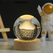 PremiumPort Şeffaf Yağmur Cam Küre, USB Bağlantılı, Ahşap Standlı Dekoratif Ürün