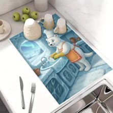 Harikabirev Bulaşık Kurutma Matı Kurutma Örtüsü Tezgah Üstü Bulaşıklık 40X50CM Yıkanabilir |kutupayısı Desenli