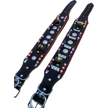 Feyza Design Kangal Köpek Tasması 2'li Set, Çoban Zilli Hakiki Manda Derisi