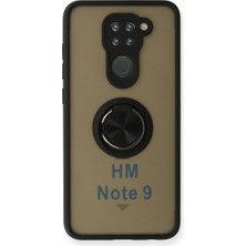 Pazarcan Redmi Note 9 Kılıf Montreal Yüzüklü Silikon Kapak - Siyah