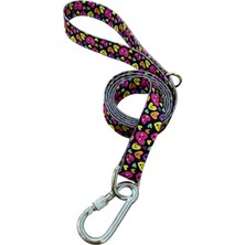 Feyza Design Gülen Kalpler Desenli 120 cm Köpek Gezdirme Tasması, 40 Kg’a Kadar