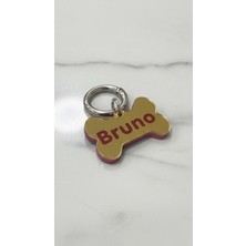 Feyza Design Sarı Aynalı Kemik Şekilli Kedi ve Köpek Künyesi - Kendi Tasarımınızı Yaratın