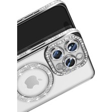 CT Stones Newface Iphone 16 Pro Max Kılıf Joke Simli Magneticsafe Kılıf - Gümüş