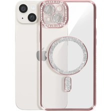 CT Stones Newface Iphone 15 Kılıf Joke Simli Magneticsafe Kılıf - Pembe