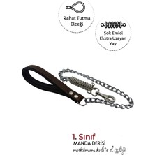 Feyza Design Dayanıklı Deri ve Zincirli Köpek Gezdirme Tasması, Ipi ve Kayışı Set