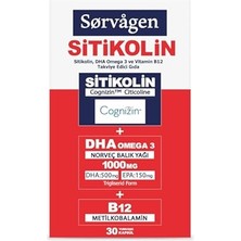 Sorvagen-Smart Sitikolin, Dha Omega 3 Norveç Balık Yağı ve B12 (30 Kapsül)