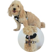 Feyza Design Dark Aztec Denim Siyah Köpek Göğüs Tasması, Şık ve Rahat Kullanım Sağlar