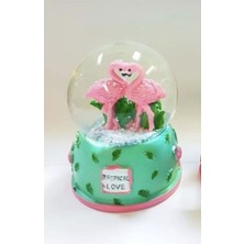 PremiumPort Işıklı Müzikli Flamingo Cam Kar Küresi Orta Boy, Dekoratif ve Şık Tasarım