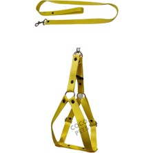 Feyza Design Köpek Göğüs Tasması ve Gezdirme Ipi, Orta ve Küçük Irk, Sarı, 35-60 cm