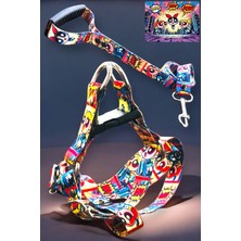 Feyza Design Renkli Köpek ve Kedi Göğüs Tasma ve Gezdirme Kayışı Seti