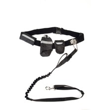Feyza Design Şok Emici Köpek Gezdirme Kayışı ve Bel Kemeri, Siyah, 100-130CM, 25MM