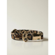 Feyza Design Şık Leopar Desenli Köpek Boyun Tasması ve Charm Hediyesi