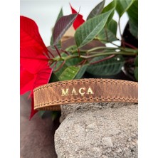 Feyza Design Kişiye Özel Gerçek Deri Köpek Boyun Tasması, Kahverengi