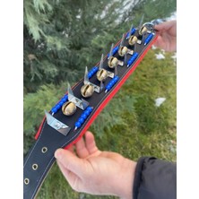 Feyza Design Çoban Köpek Tasması, 7 Zilli Hakiki Manda Derisi, Dayanaklı ve Şık