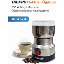 Bigpro 630W Elektrikli Kahve ve Baharat Öğütücü | Paslanmaz Çelik Hazne, Metal Bıçak