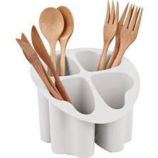 Yazıcı 4 Bölmeli Tezgâh Üstü Kaşıklık & Çatallık – Yonca Tasarımlı Kaşık, Çatal ve Bıçak Düzenleyici