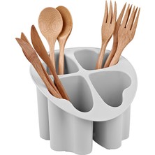 Yazıcı 4 Bölmeli Tezgâh Üstü Kaşıklık & Çatallık – Yonca Tasarımlı Kaşık, Çatal ve Bıçak Düzenleyici
