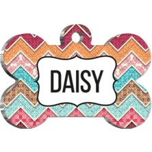 Feyza Design Etnik Çiçek Desenli Büyük Kedi ve Köpek Künyesi 3,3 x 5 cm