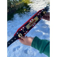 Feyza Design Isimli Yavru Kangal Köpek Tasması, Hakiki Deri, Kırmızı-Beyaz Boncuklu