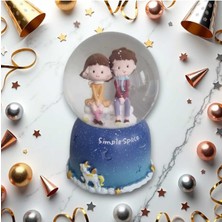 PremiumPort Işıklı Müzikli Oturan Çift Cam Kar Küresi Orta Boy