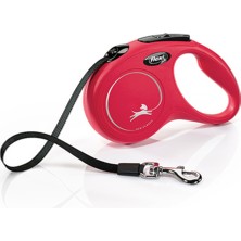 Feyza Design Klasik Şerit Otomatik Köpek Gezdirme Tasması 3 Mt, Kırmızı, Xsmall