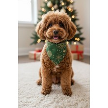 Feyza Design Yılbaşı Temalı Köpek Boyun Tasması, Yeşil Çıkarılabilir Fular