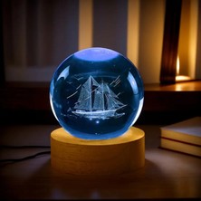 PremiumPort Kişiye Özel 3D Yelkenli Gemi Dekoratif Gece Lambası 8X6CM
