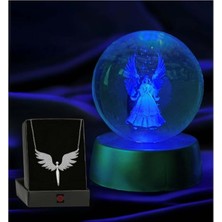 PremiumPort Renk Değiştiren LED Işıklı Melek Kristal Top ve Gümüş Kolye