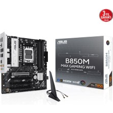Pazarcan Asus B850M Max Wifi, 4xddr5, 3x M2, Hdmi, Dp, Type-C, Wi-Fi 6, Bluetooth V5.4, Am5 Soket Gam