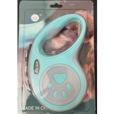 Feyza Design Lüks Pati Desenli Otomatik Geri Çekilebilir Gezdirme Tasma 5 mt Mavi