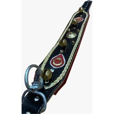 Feyza Design Konforlu ve Şık 4 Zincirli Geniş Deri Köpek Tasması