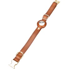 Feyza Design El Yapımı Deri Köpek Tasması, Airtag Uyumlu, 50CM Ayarlanabilir Taba