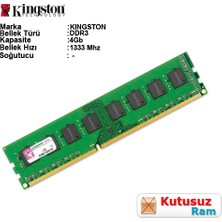 Pazarcan Kingston 4gb Ddr3 1333MHZ Pc Ram KVR13N9S8/4 (Kutusuz)