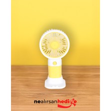 PremiumPort Taşınabilir El Vantilatörü, Sessiz ve Güçlü Soğutma, Sarı-Beyaz Renk