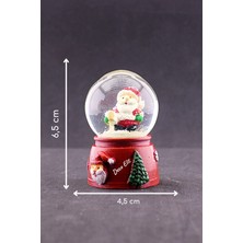 PremiumPort Mini Boy Noel Baba Işıklı Kar Küresi, Yılbaşı Hediyesi, 6,5 cm