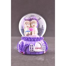 PremiumPort Mini Lila Kar Küresi – Sevgiliye Aşk Temalı, Dekoratif ve Şık Tasarım