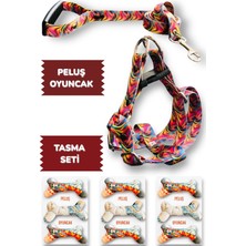 Feyza Design Renkli Köpek Tasması ve Gezdirme Kayışı Seti Peluş Oyuncaklı