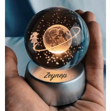 PremiumPort 3D Satürn Kız Kristal Küre, Işıklı, Kendin Tasarla, Samanyolu Dekorasyon