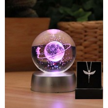 PremiumPort Kişiye Özel Gezegen Galaksi Satürn Kız Kolyeleri, Işıklı ve Hediyelik