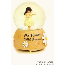 PremiumPort Renk Değiştiren Işıklı Müzikli Dekoratif Kemancı Kız Papatya Temalı