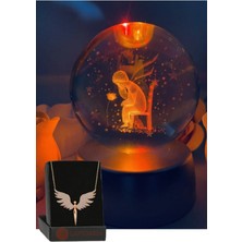 PremiumPort Işıklı Cam Küre ve Melek Kolye, Düşünen Çocuk, Küçük Prens ve Gül Figürü